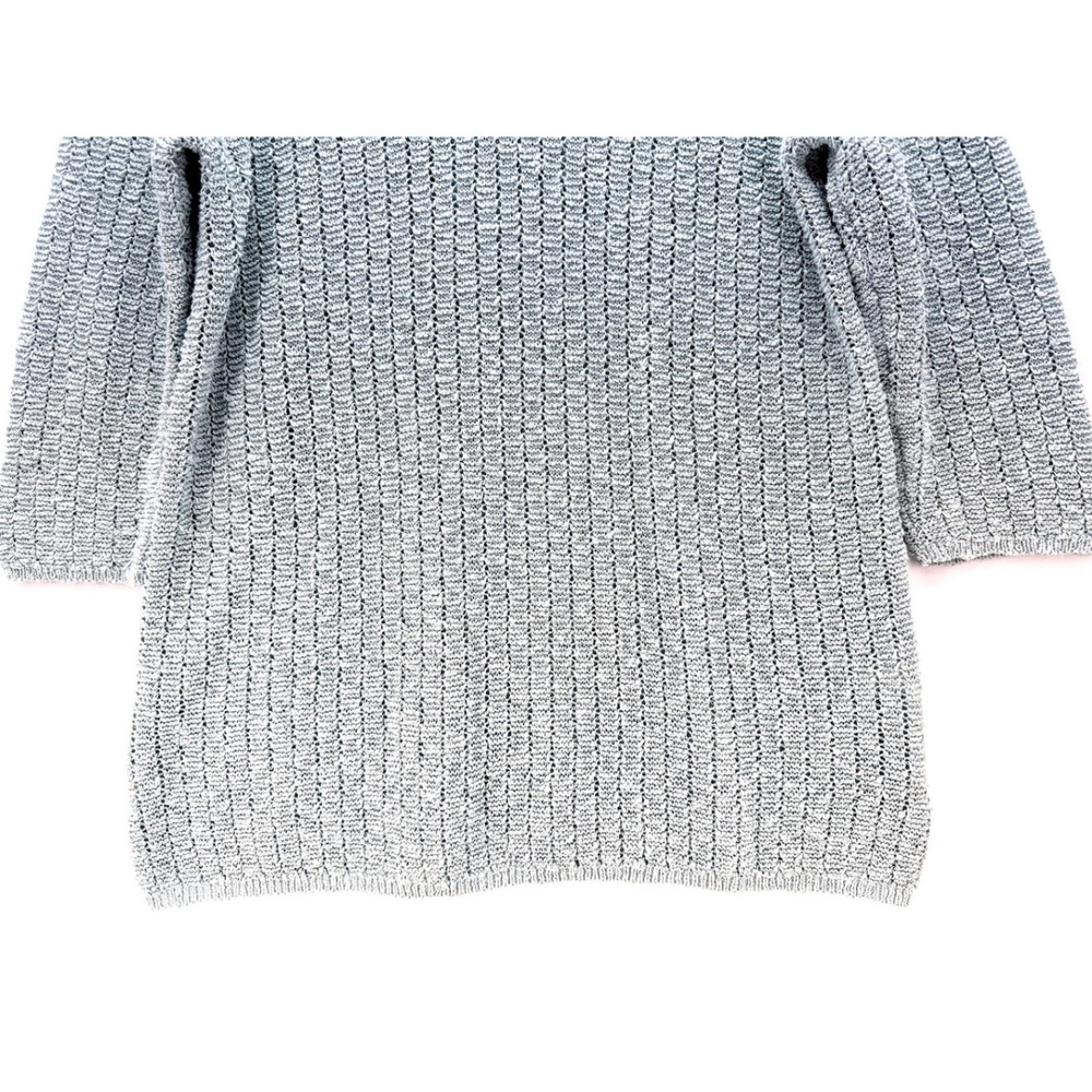 J Jill Seafoam Cotton Blend Open Knit Sweater L Cottagecore Coastal Granny - Picture 10 of 11